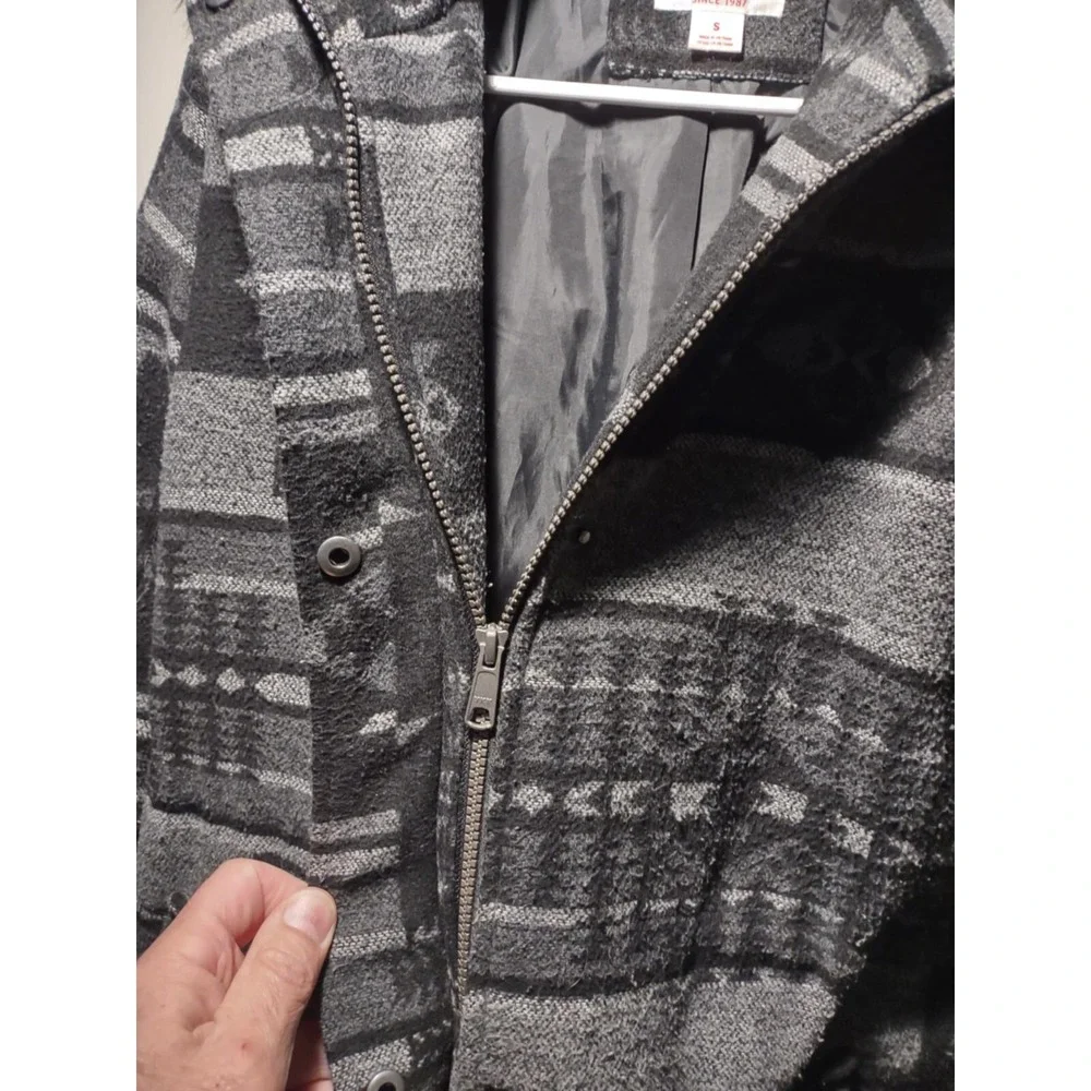 Mossimo Supply‎ Co Womens Grey Black Southwestern Geometric Hooded Parka Coat S